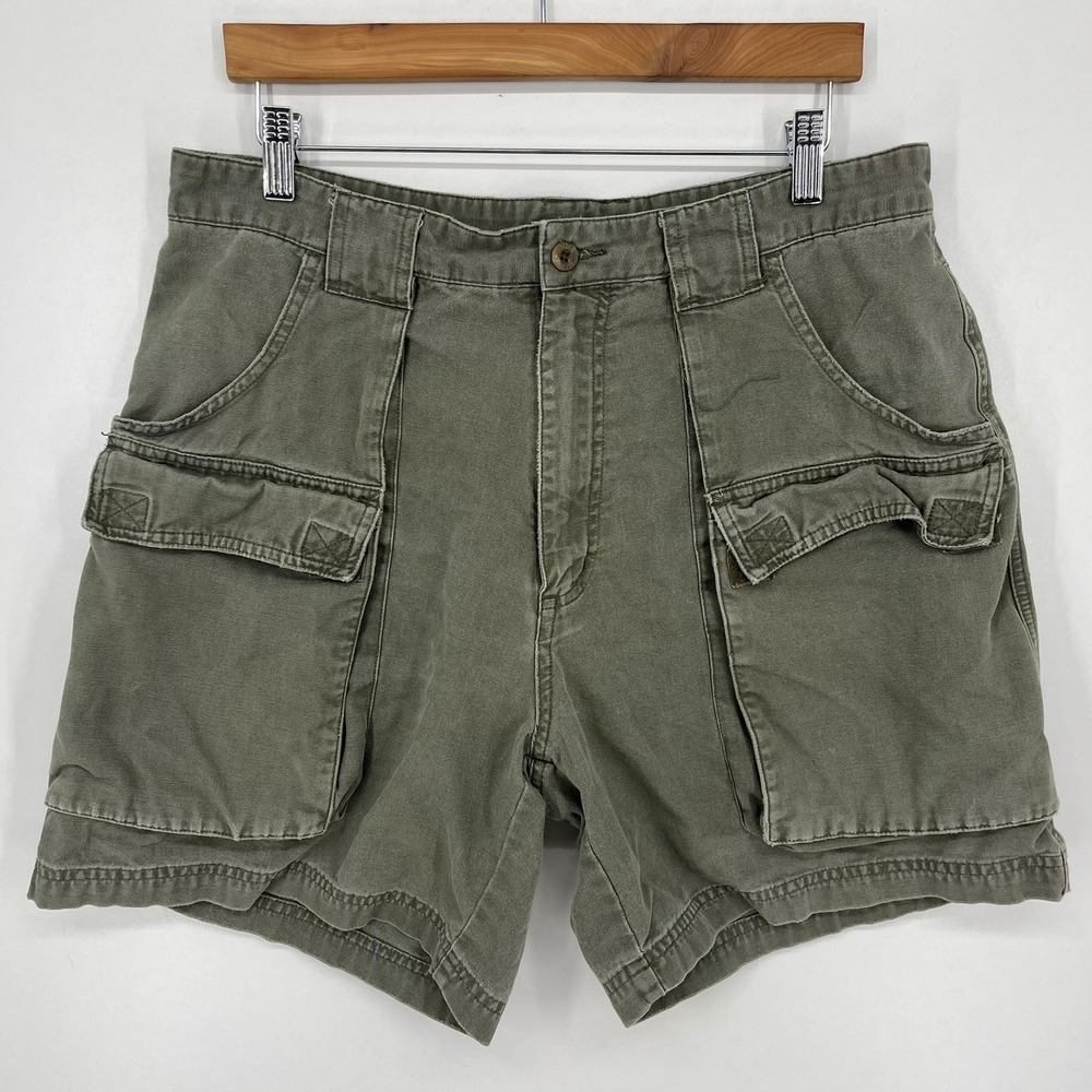 High Sierra Mens Olive Green Cotton Canvas Cargo Utility Shorts Size 34